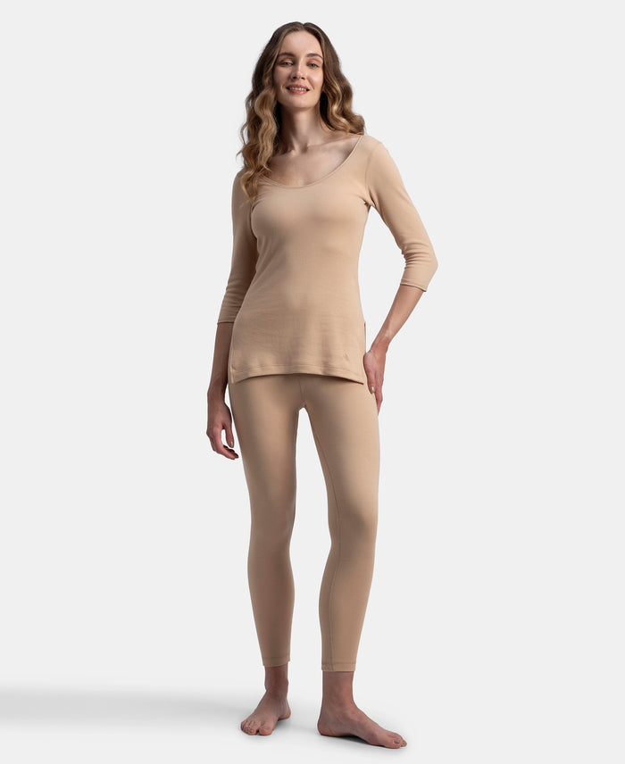 Super Warm Super Combed Cotton Rich Brushed Fabric Thermal Leggings with StayWarm Technology - Skin