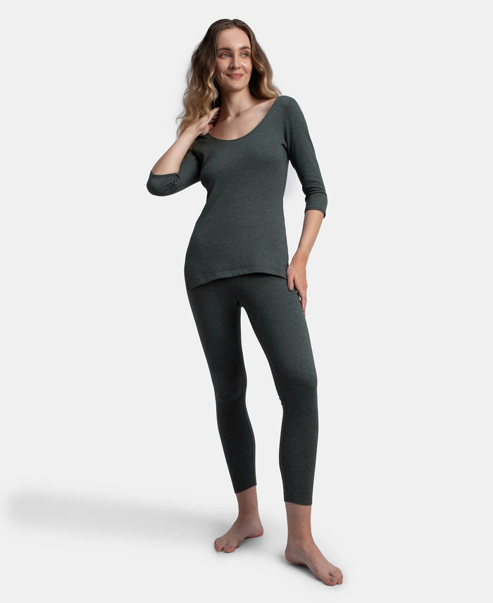 Super Warm Super Combed Cotton Rich Brushed Fabric Thermal Leggings with StayWarm Technology - Charcoal Melange