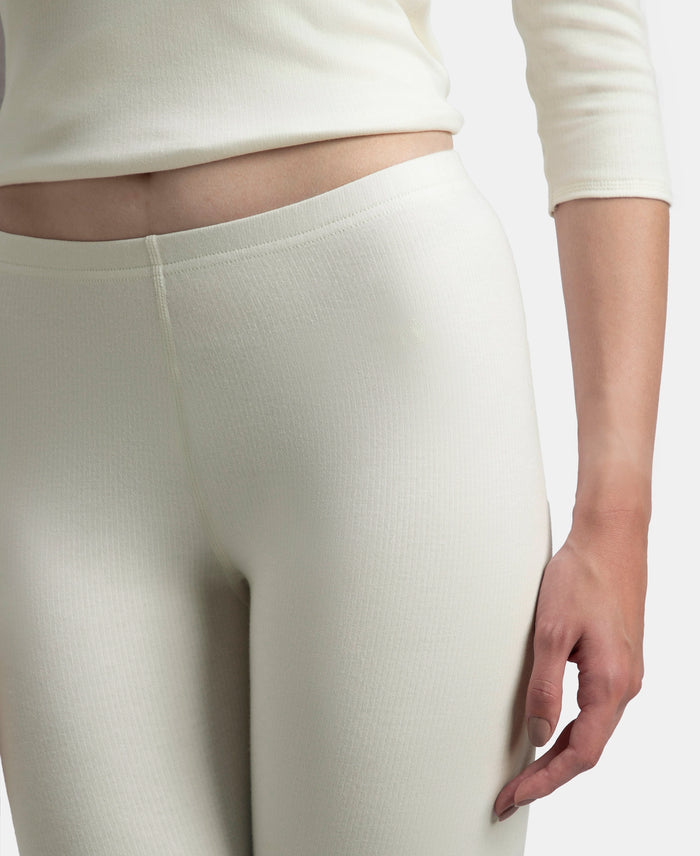 Super Warm Super Combed Cotton Rich Brushed Fabric Thermal Leggings with StayWarm Technology - Off White