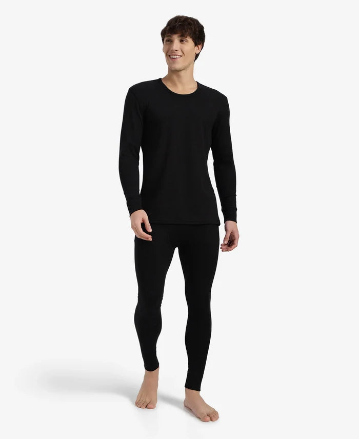 Super Warm Super Combed Cotton Rich Brushed Fabric Thermal Long John with StayWarm Technology - Black