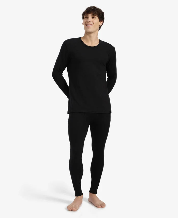 Super Warm Super Combed Cotton Rich Brushed Fabric Thermal Long John with StayWarm Technology - Black
