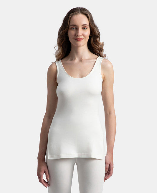 Super Warm Super Combed Cotton Rich Brushed Fabric Thermal Tank Top with StayWarm Technology - Off White