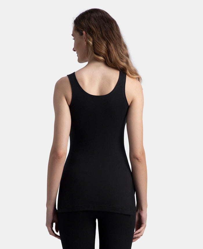 Super Warm Super Combed Cotton Rich Brushed Fabric Thermal Tank Top with StayWarm Technology - Black