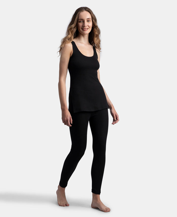 Super Warm Super Combed Cotton Rich Brushed Fabric Thermal Tank Top with StayWarm Technology - Black