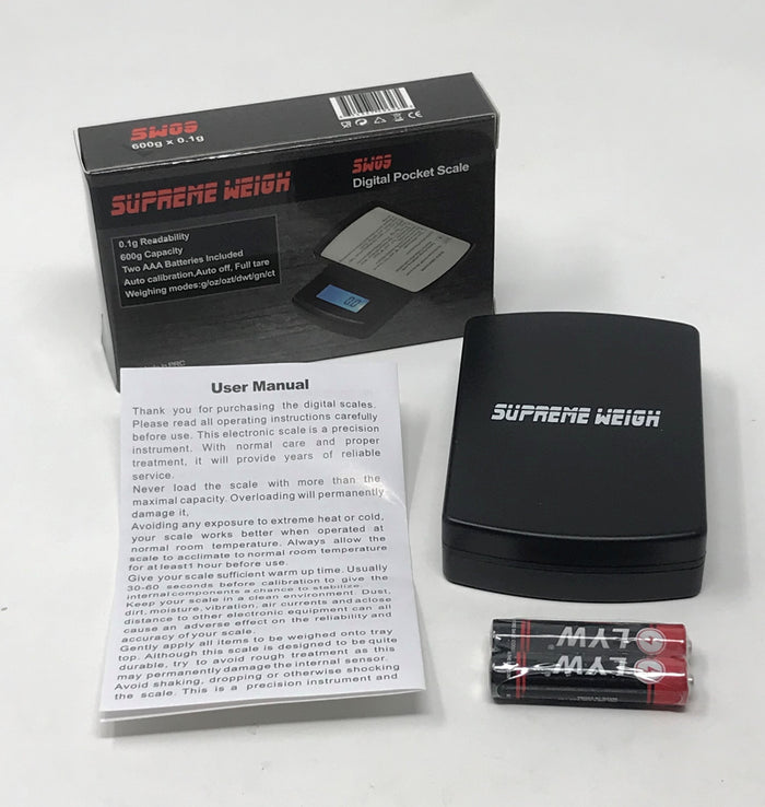 SUPREME WEIGHT Digital Pocket Scale 600g by 0.01g, Gram Scale (SW03) - Black