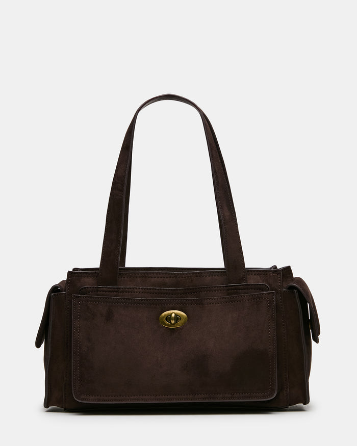 TARO Chocolate Structured Satchel Shoulder Handbag | Steve Madden