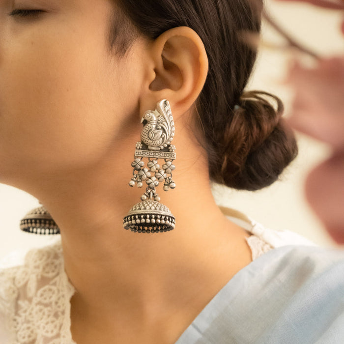 Tattva Peacock Jali Textured Grand  Jhumka