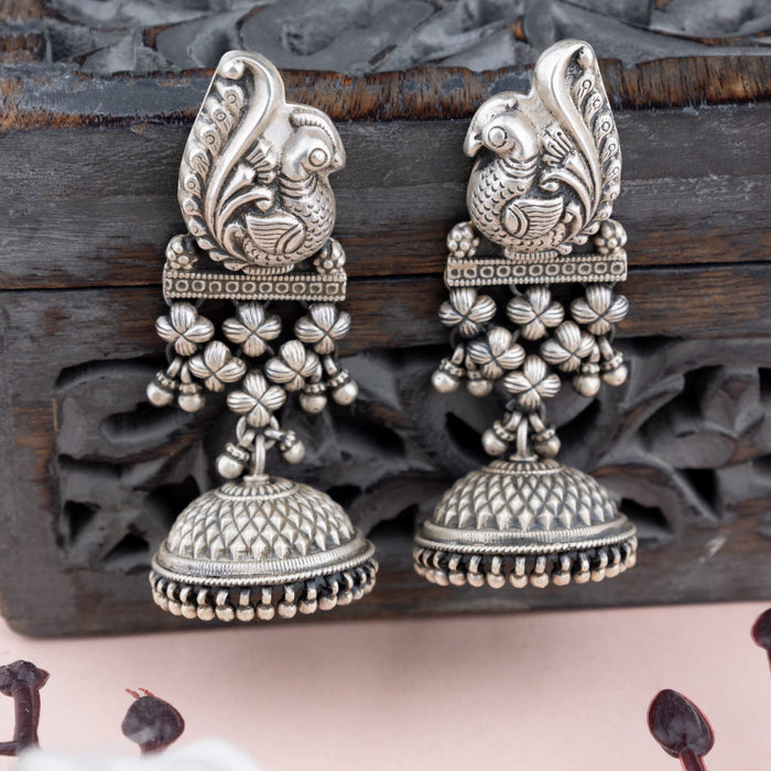 Tattva Peacock Jali Textured Grand  Jhumka