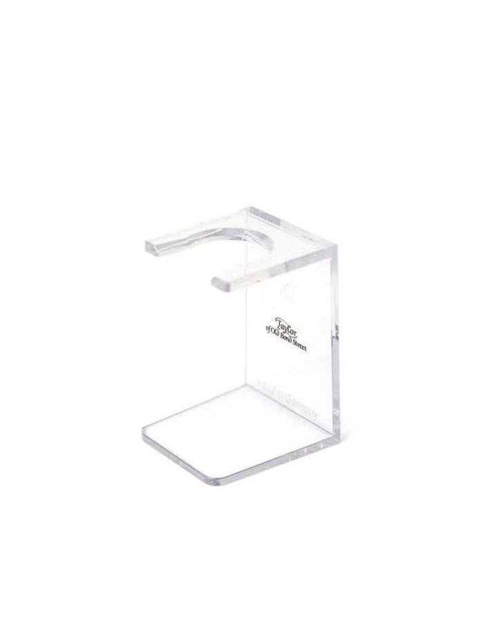 Clear drip stand for shaving brushes