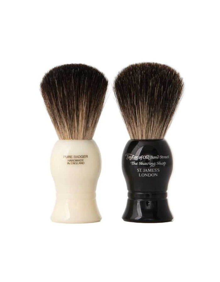 Set of two Taylor of Old Bond Street pure badger and black badger shaving brushes