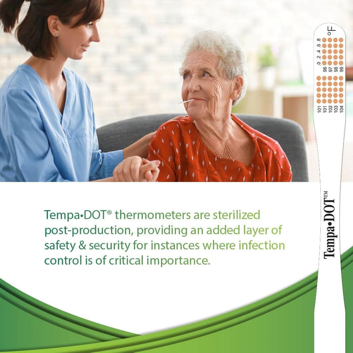 Tempa·DOT Disposable Oral Thermometer, Color Dot Display, 99 to 104 °F - 5122-Box - LL Medico