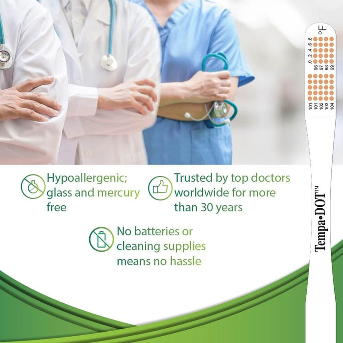 Tempa·DOT Disposable Oral Thermometer, Color Dot Display, 99 to 104 °F - 5122-Box - LL Medico