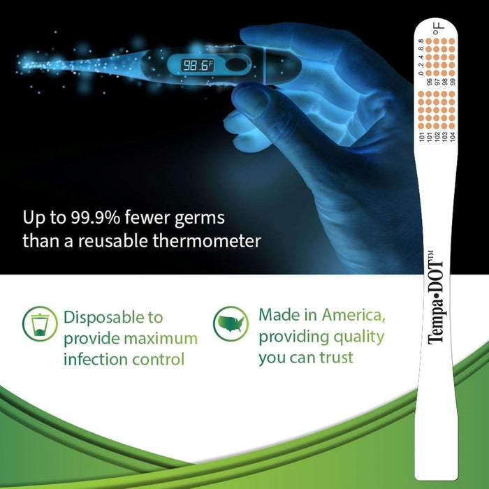 Tempa·DOT Disposable Oral Thermometer, Color Dot Display, 99 to 104 °F - 5122-Box - LL Medico