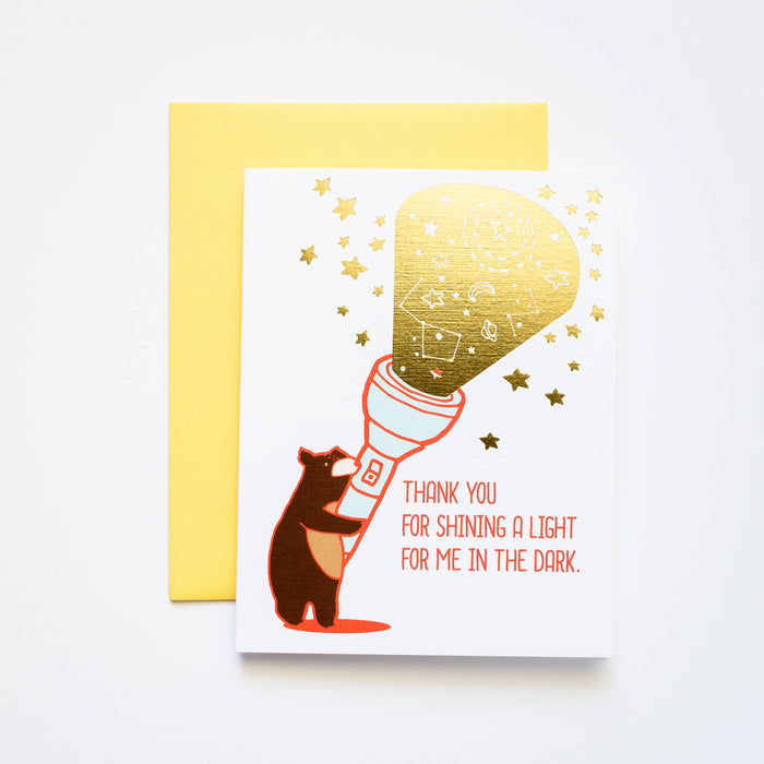 Thank You For Shining a Light Gold Foil Greeting Card: 4.25" x 5.5" (fits a A2 Envelope)