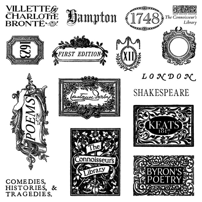The Connoisseur’s Library Decor Stamp by Iron Orchid Design