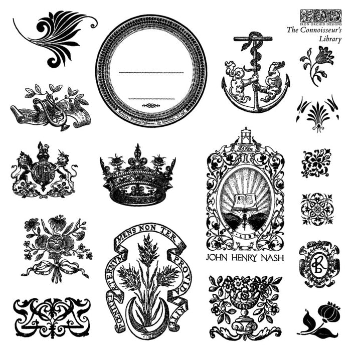 The Connoisseur’s Library Decor Stamp by Iron Orchid Design