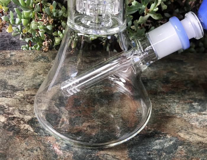 Thick Glass 11" Beaker Bong Shower & Dome Perc 14MM Lavender Diamond Bowl