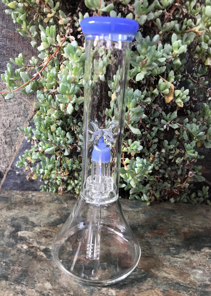 Thick Glass 11" Beaker Bong Shower & Dome Perc 14MM Lavender Diamond Bowl