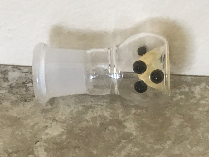 Thick Glass 18mm Female Round Slide Bole with Built-in-Screen - Gold w/Black Dots