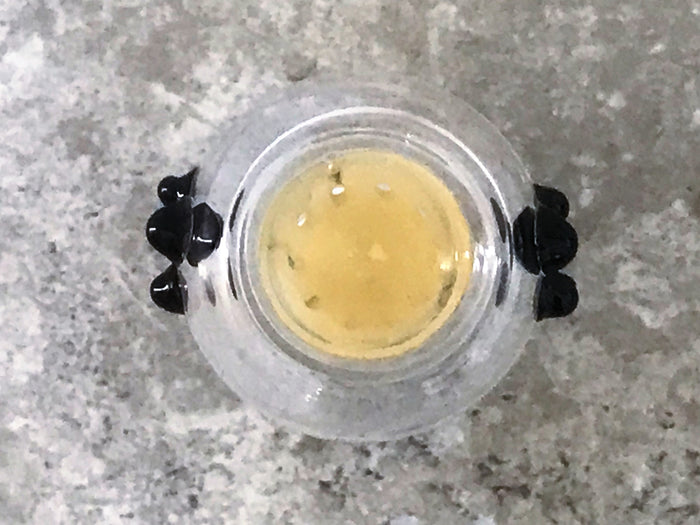 Thick Glass 18mm Female Round Slide Bole with Built-in-Screen - Gold w/Black Dots