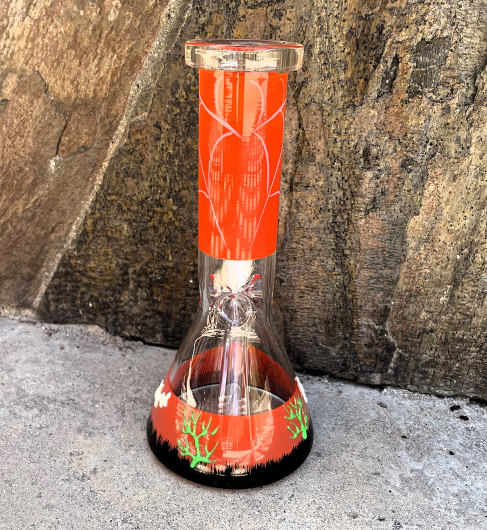 Thick Glass 8" Beaker Bong Spider Design