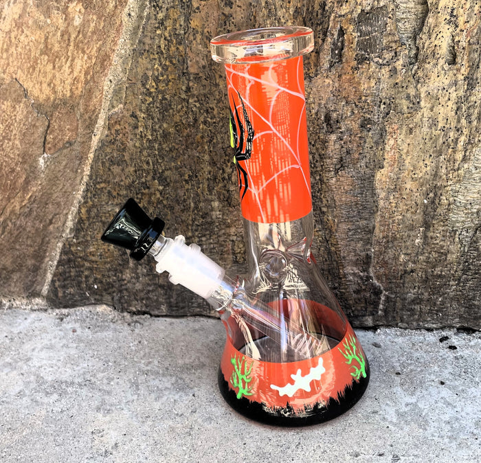 Thick Glass 8" Beaker Bong Spider Design