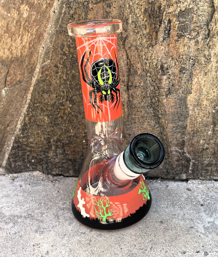 Thick Glass 8" Beaker Bong Spider Design