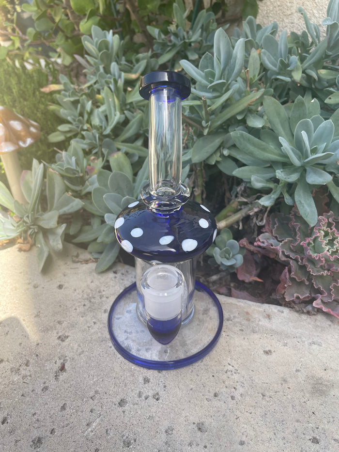 Thick Glass 8" Rig Shower Perc Mushroom Design 2-18mm Bowls + Mushroom Hand Pipe