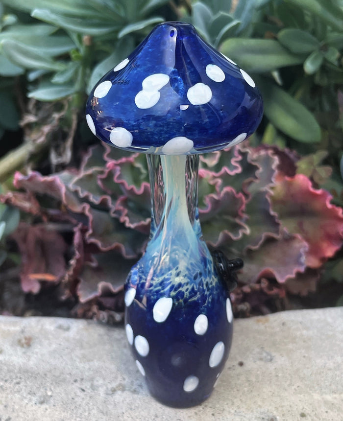 Thick Glass 8" Rig Shower Perc Mushroom Design 2-18mm Bowls + Mushroom Hand Pipe