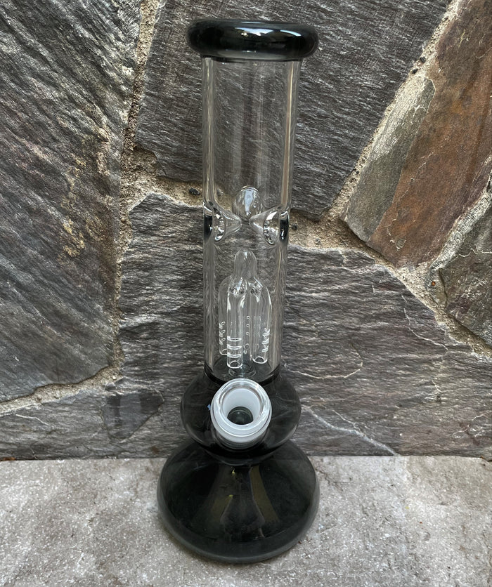 Thick Glass 9.5" Best Black Bong w/4 Arm Tree Perc &14mm Bowl - Slim Shady