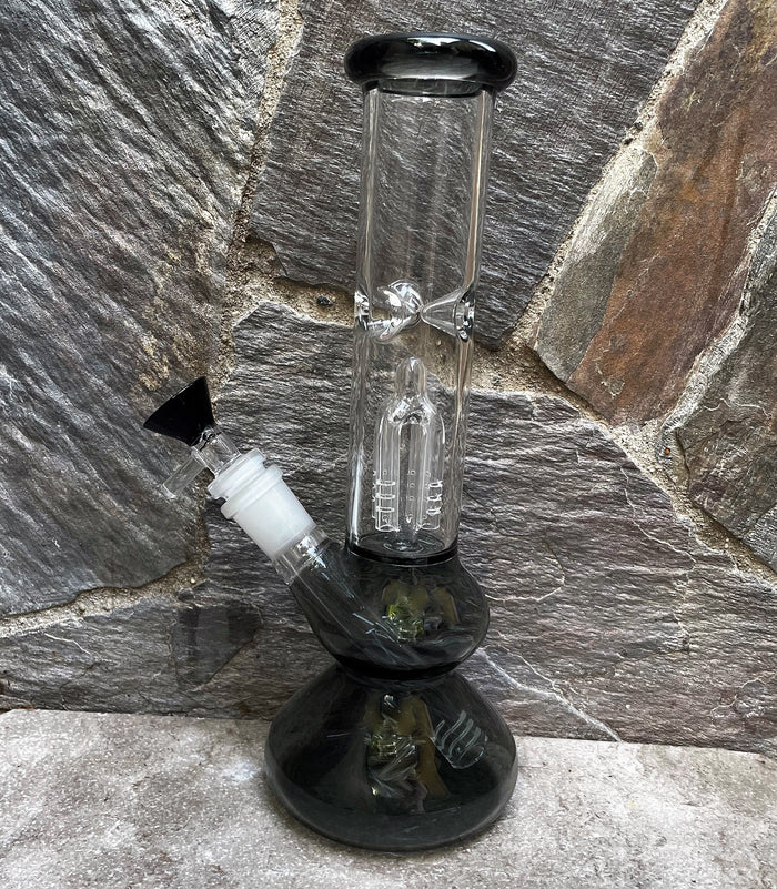 Thick Glass 9.5" Best Black Bong w/4 Arm Tree Perc &14mm Bowl - Slim Shady