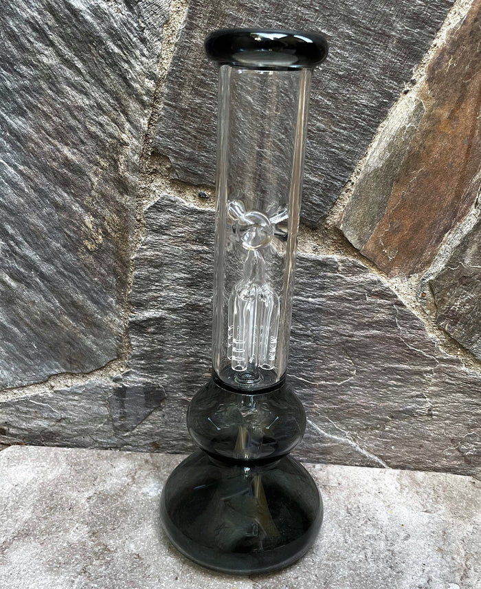 Thick Glass 9.5" Best Black Bong w/4 Arm Tree Perc &14mm Bowl - Slim Shady