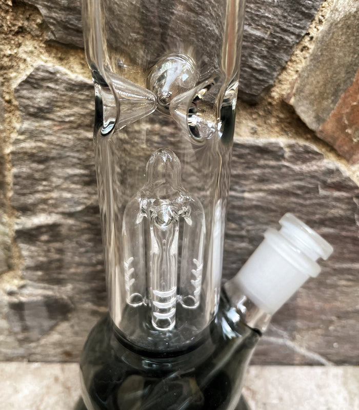 Thick Glass 9.5" Black Glass Bong w/4 Arm Tree Perc & Quartz Banger - Slim Shady II