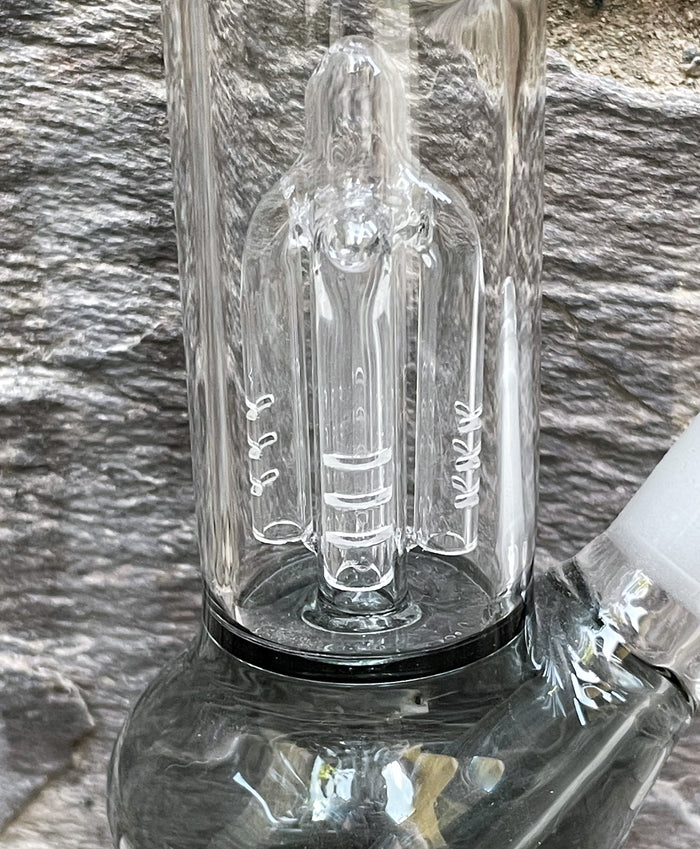 Thick Glass 9.5" Black Glass Bong w/4 Arm Tree Perc & Quartz Banger - Slim Shady II