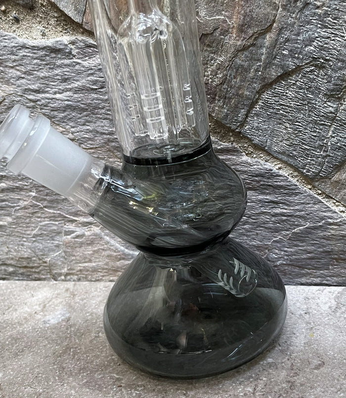 Thick Glass 9.5" Black Glass Bong w/4 Arm Tree Perc & Quartz Banger - Slim Shady II