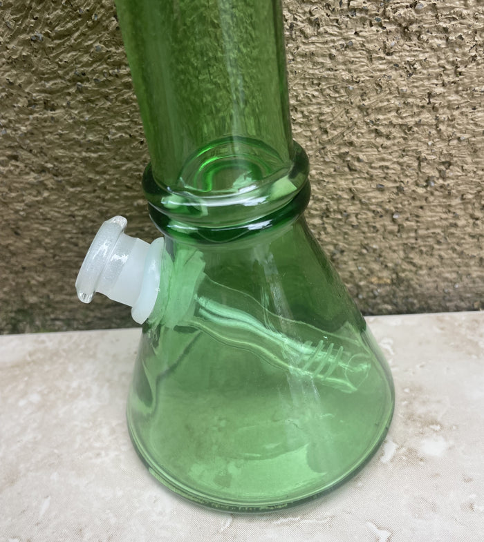 Thick Transparent Green Glass 8" Beaker Bong with Bowl