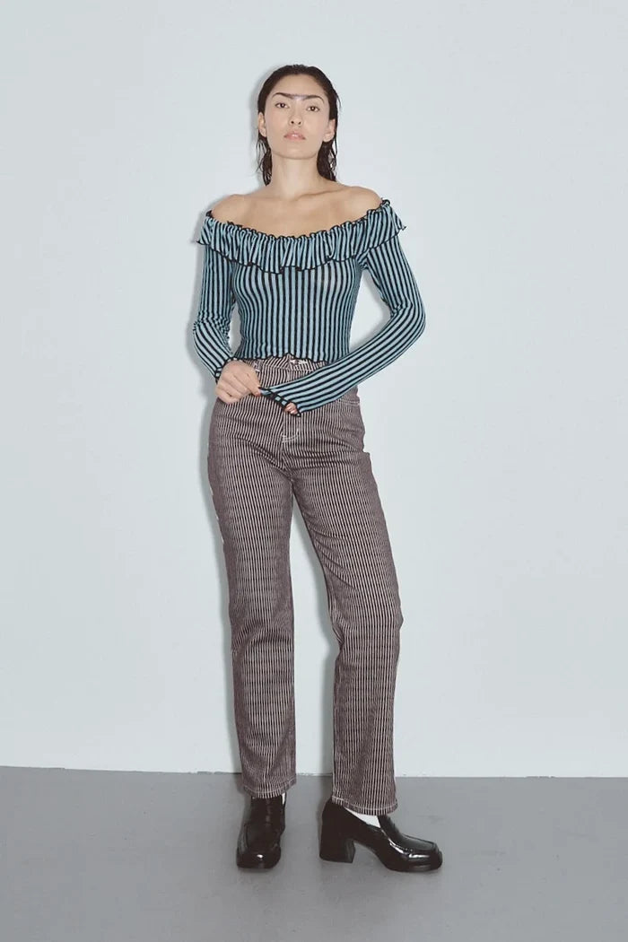 Thin Striped Railroad Jean
