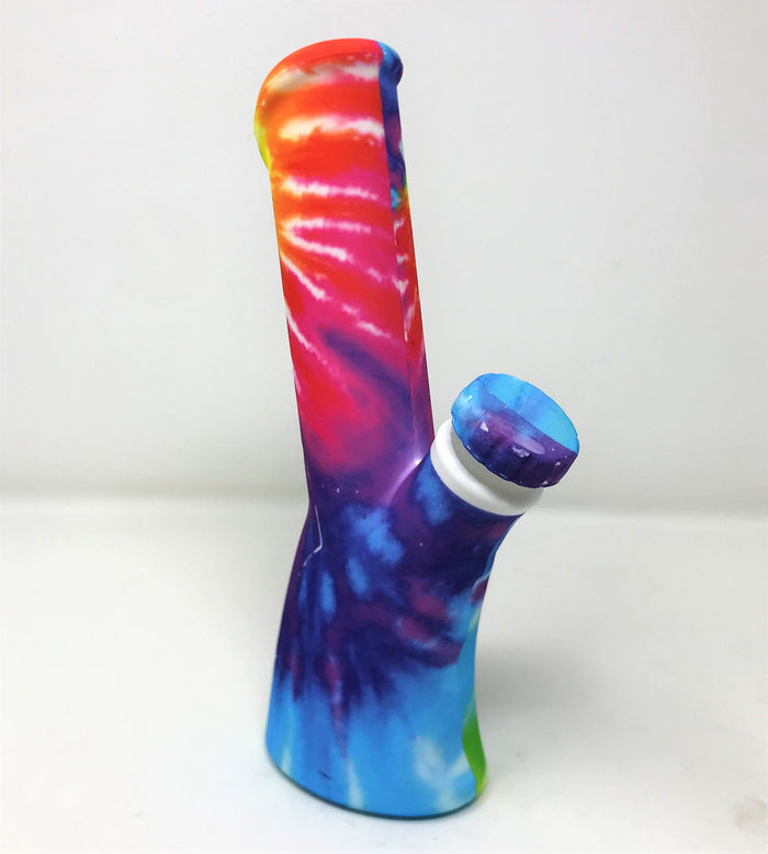 Tie Die Silicone Detachable Unbreakable 9" Bong Quartz Bowl w/Screen Built in