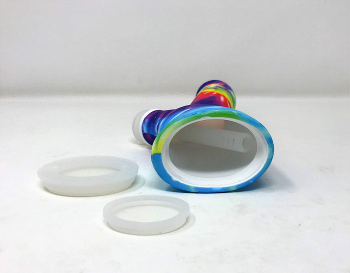 Tie Die Silicone Detachable Unbreakable 9" Bong Quartz Bowl w/Screen Built in