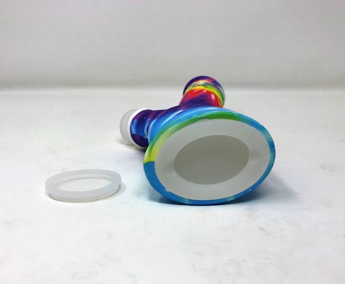 Tie Die Silicone Detachable Unbreakable 9" Bong Quartz Bowl w/Screen Built in
