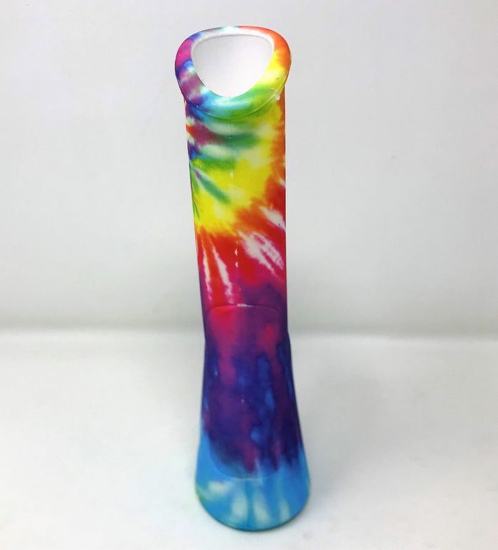 Tie Die Silicone Detachable Unbreakable 9" Bong Quartz Bowl w/Screen Built in