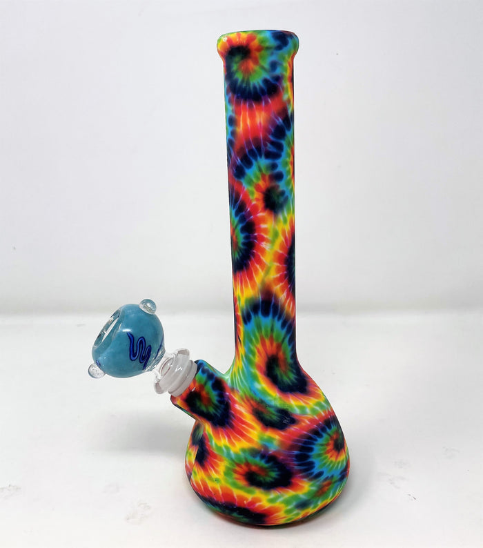 Tie Dye Design Silicone Detachable 8.5" Beaker Bong 14mm Slide Bowl