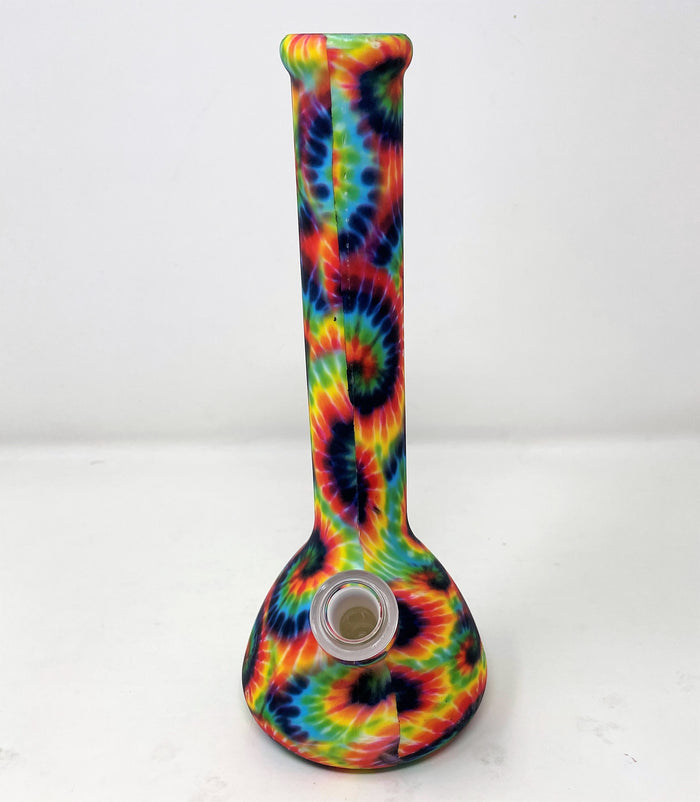 Tie Dye Design Silicone Detachable 8.5" Beaker Bong 14mm Slide Bowl