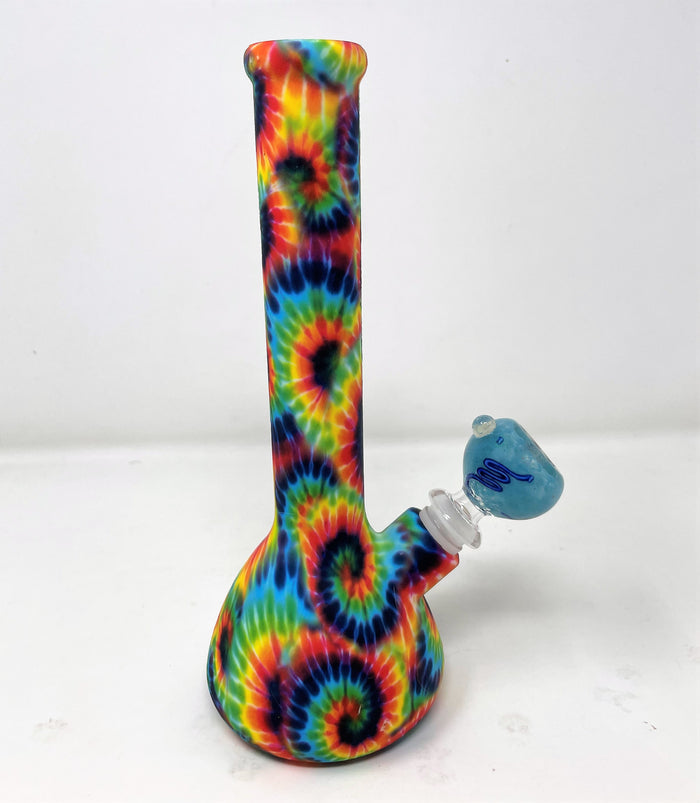 Tie Dye Design Silicone Detachable 8.5" Beaker Bong 14mm Slide Bowl