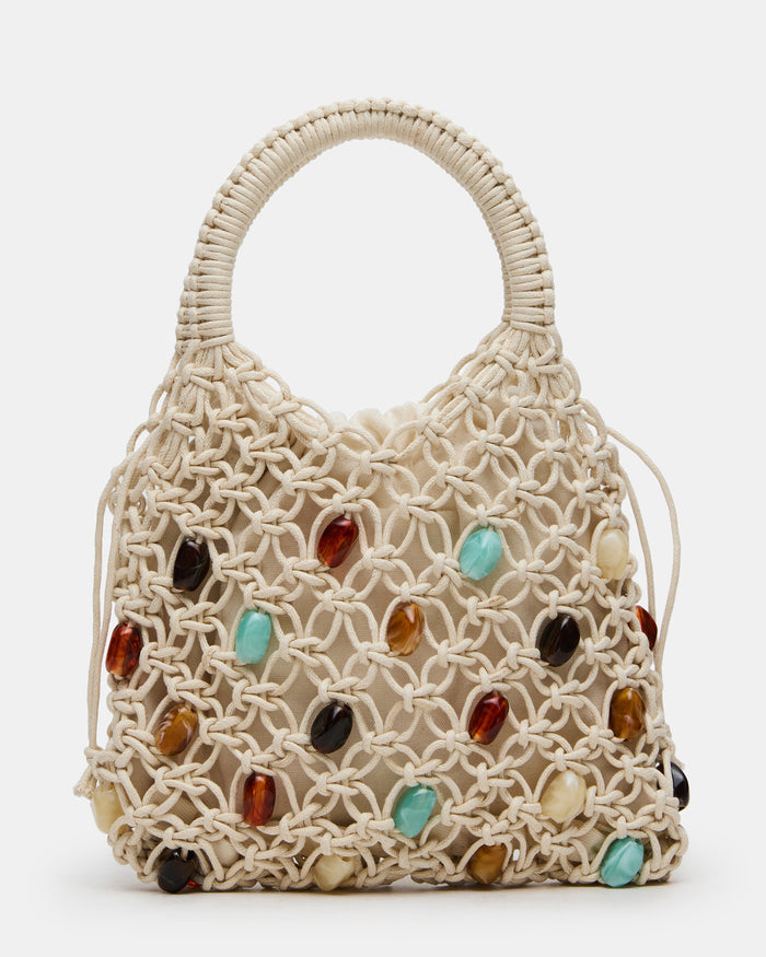 TILDA Multi Beaded Crochet Drawstring Top Handle Handbag | Steve Madden