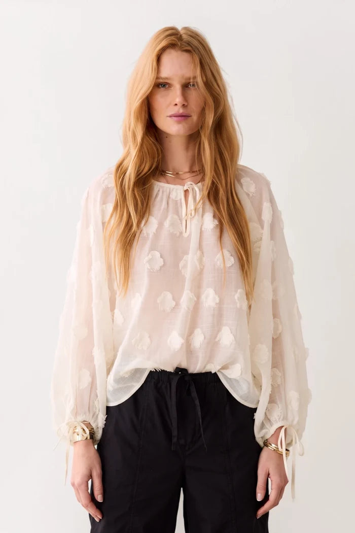 Transparent 3D Top with Dots | Ivory