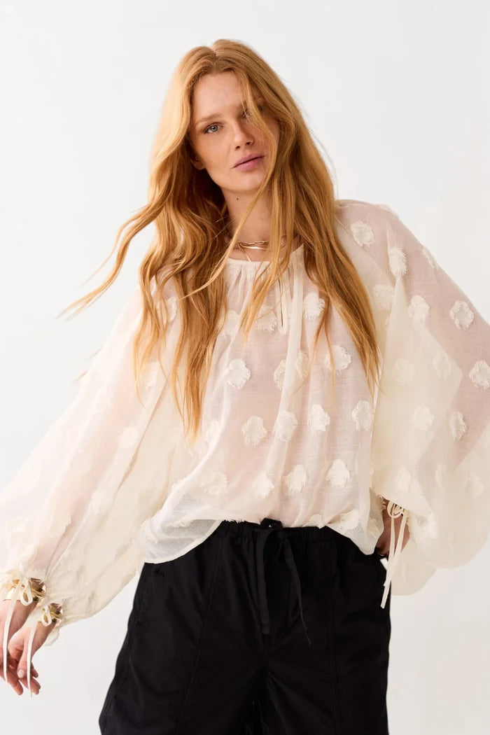 Transparent 3D Top with Dots | Ivory