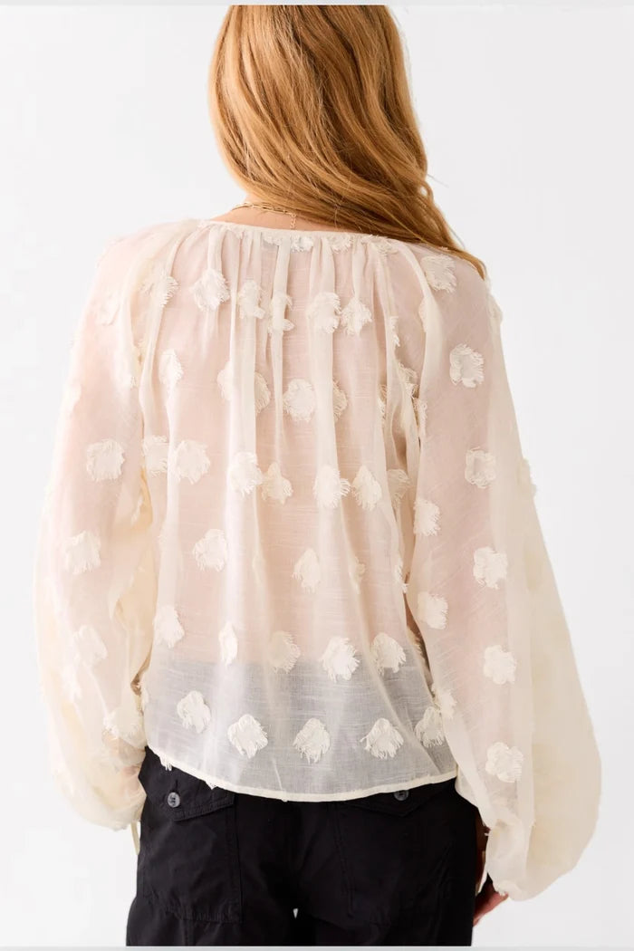 Transparent 3D Top with Dots | Ivory