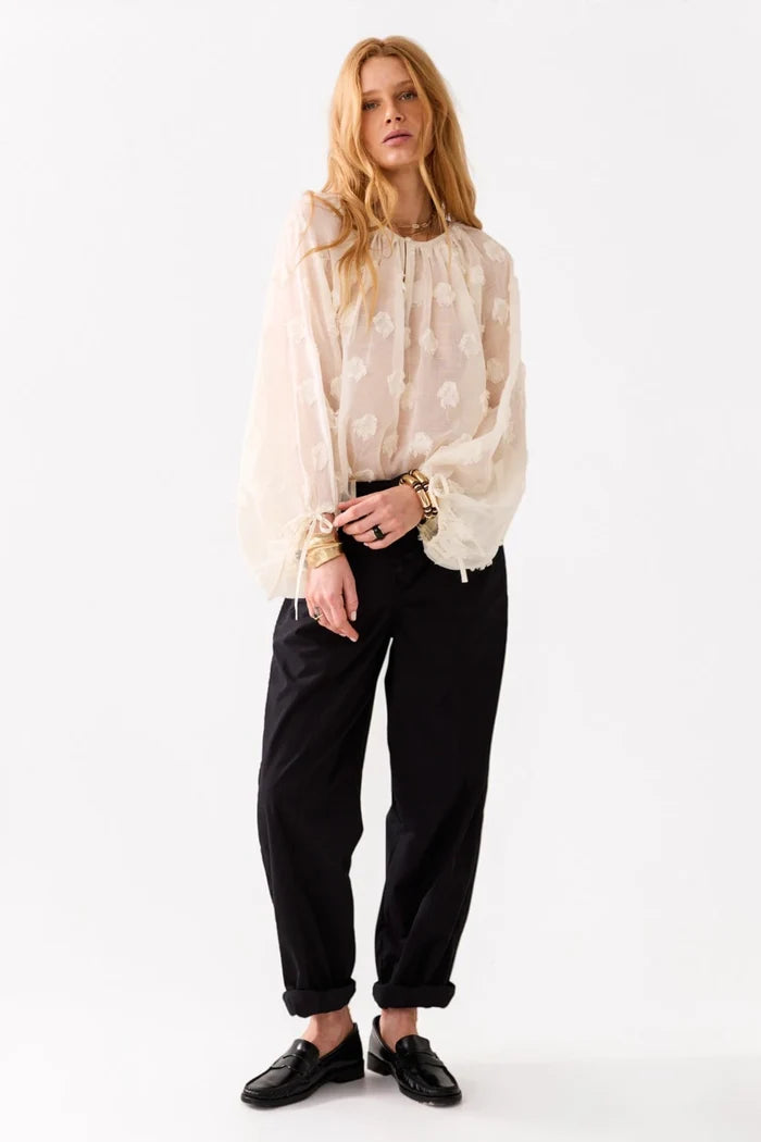 Transparent 3D Top with Dots | Ivory