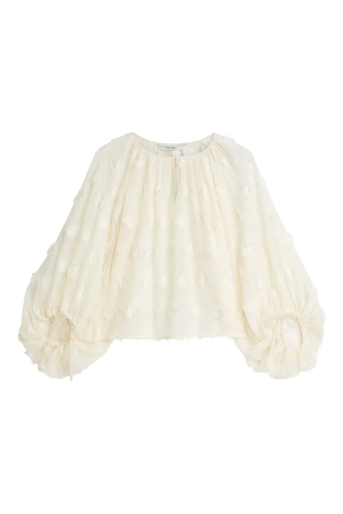 Transparent 3D Top with Dots | Ivory